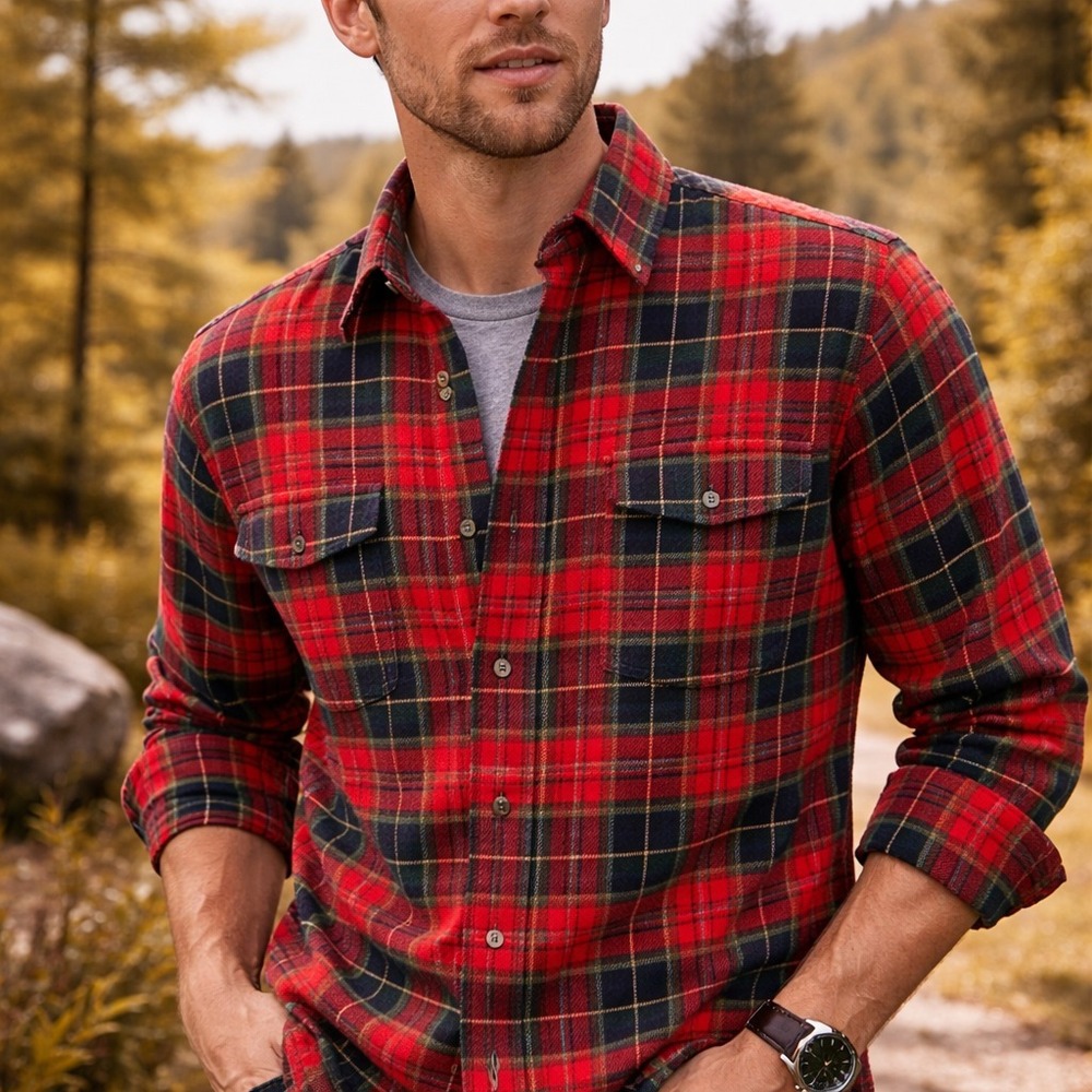Polo Ralph Lauren Mens Flannel Shirt Sz M Red Plaid Button Front Classic Fit